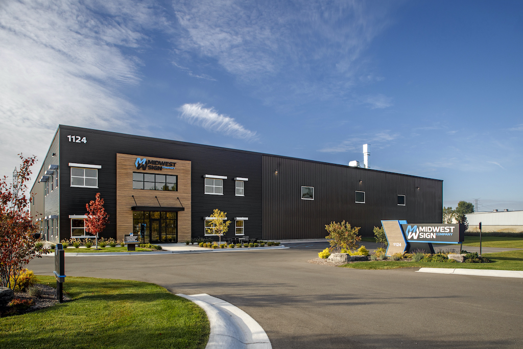 Exterior image of Midwest Sign Company headquarters in Wayland Michigan